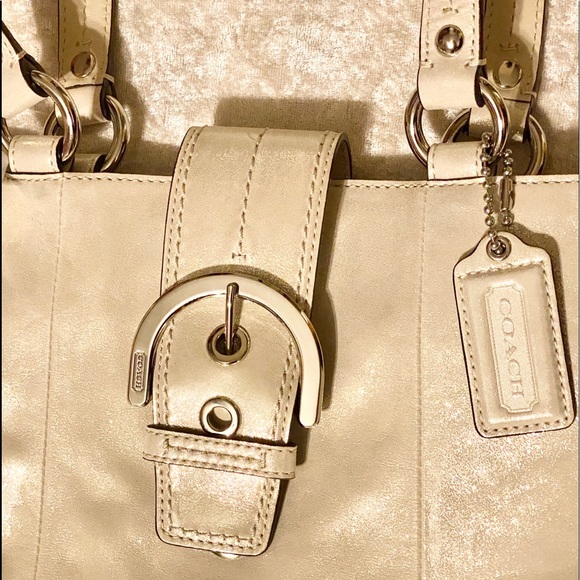 Coach Handbags - Coach buckle purse bag NEW w/tags silver metallic